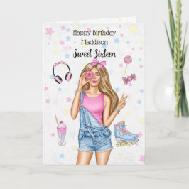 16 . Geburtstag Blonde Girl Happy Birthday Card Feiertagskarte