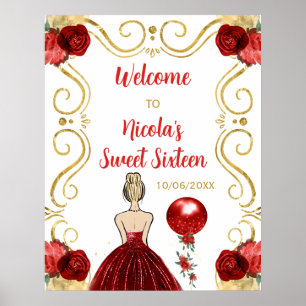 16 . Geburtstag Blonde Princess Red Willkommen Poster