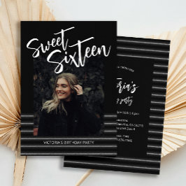 16 . Geburtstag Blue Neon Glitzer Birthday Party Einladung