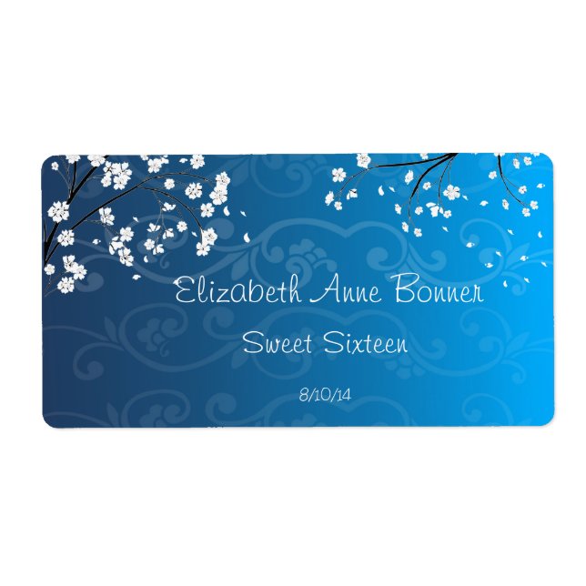 16 . Geburtstag Blue Water Bottle Labels (Vorne)