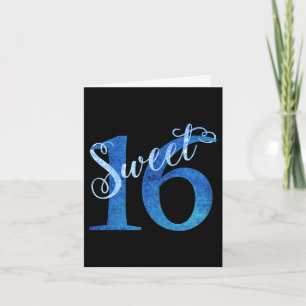 16. Geburtstag Blue Watercolor und Imitats Glitz Dankeskarte