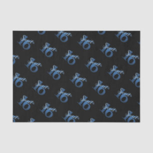 16. Geburtstag   Blue Watercolor und Imitats Glitz Seidenpapier