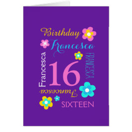 16. Geburtstag Blume Custom aqua rosa lila