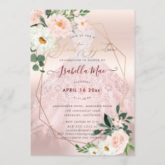 16 . Geburtstag Blush Creme Rose Aquarellfarben Bl Einladung