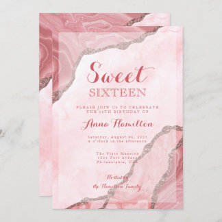16 . Geburtstag Blush Pink Gold Agate Geode Birthd Einladung