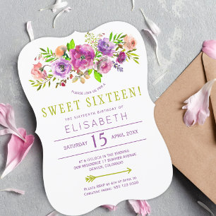 16. Geburtstag Boho floral chic Sweet Sixteen Einladung