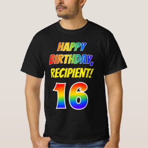 16. Geburtstag — Bold, Fun, Rainbow 16, Individuel T-Shirt