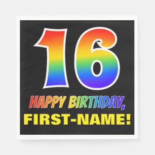 16. Geburtstag: Bold, Fun, Simple, Rainbow 16 Serviette