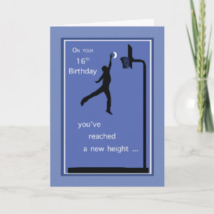16. Geburtstag Boy Basketball auf Hoch über Blau Karte