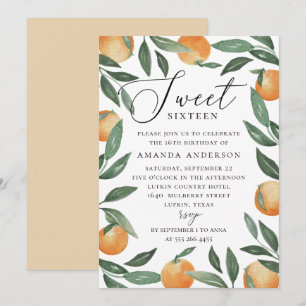 16 . Geburtstag   Citrus Orange & Greenery Geburts Einladung