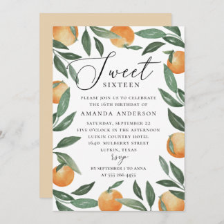 16 . Geburtstag | Citrus Orange & Greenery Geburts Einladung