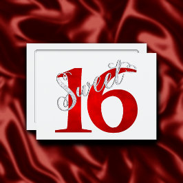 16. Geburtstag | Classic Red and White Grunge Wate Einladung