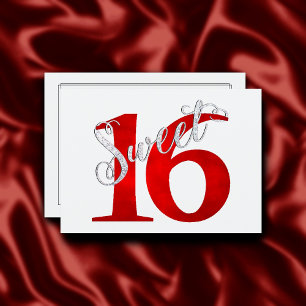 16. Geburtstag   Classic Red and White Grunge Wate Einladung