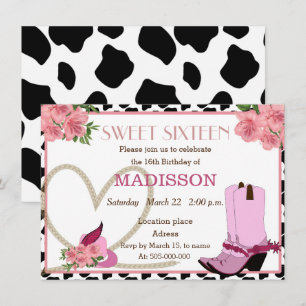 16. GEBURTSTAG-Cowgirlgeburtstag Einladung