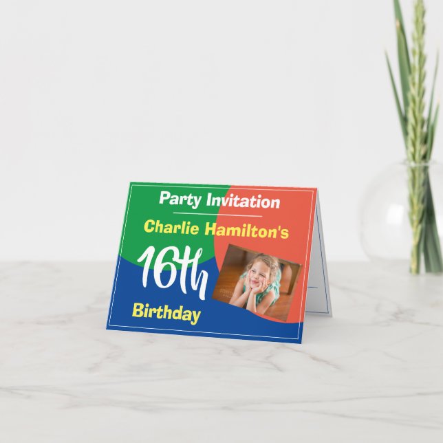 16. Geburtstag Einladung mit Foto (Vorderseite)