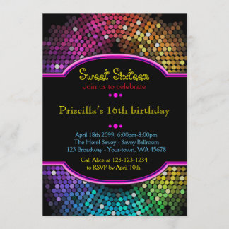 16 . Geburtstag Einladung zum Geburtstag, Disco-St