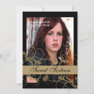 16 . Geburtstag-Einladungen im Blumenzaun / Gold Einladung