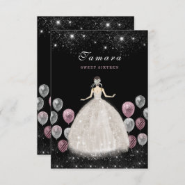 16 . Geburtstag Elegante Birthday Invitation Card Begleitkarte