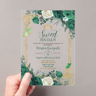16 . Geburtstag Emerald Green & Gold zum Geburtsta Acryleinladungen