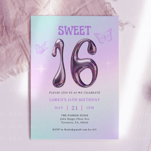 16 . Geburtstag Era Y2K Girl 16. Geburtstagsparty Einladung