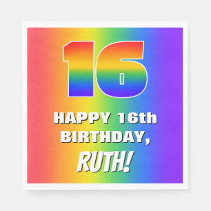 16. Geburtstag: Farbenfroh, Fun Rainbow Pattern #  Serviette
