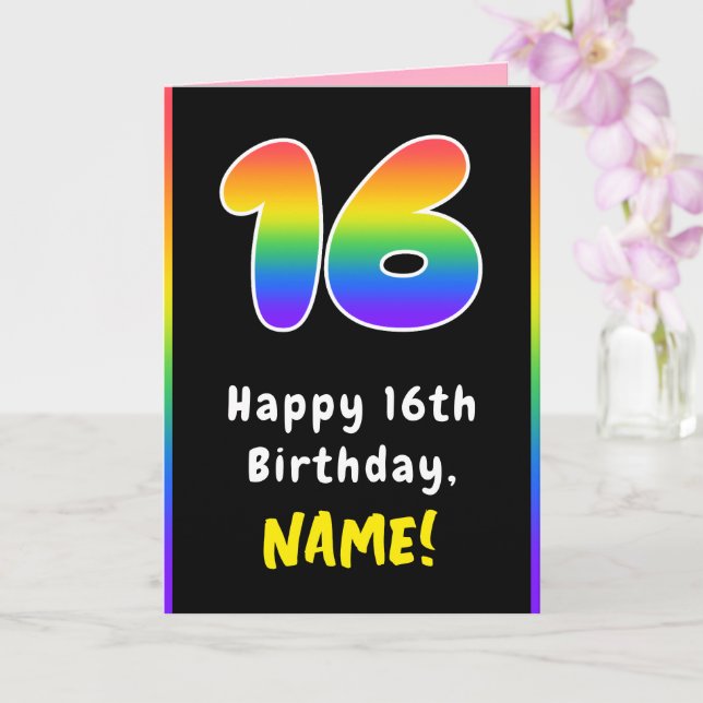 16. Geburtstag: Farbiger Regenbogen # 16, Individu Karte (Orchidee)