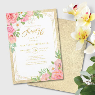 16 . Geburtstag Floral Elegante Rose Tulip Pink Einladung