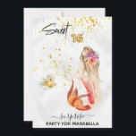 *~* 16 . GEBURTSTAG Floral Mermaid 16 Geburtstag Einladung<br><div class="desc">* Energetisch Enhanced ÜBERRASCHUNG PARTY 16 . GEBURTSTAG spielerisch MODERN Korallen Pfirsich rosa Farbmaid mit langen lustigen Haaren. Die 16 GOLD FOIL BALLOON Zahlen sind eine phantastische Ergänzung zu Ihrer Sweet 16 Birthday Party Einladung. Unsere Meerjungfrau schwimmt nicht allein. Sie hat immer eine bezaubernde FISH dabei. Künstlerisches Boho Trendy Sweet...</div>