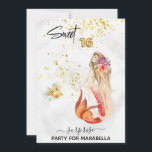 *~* 16 . GEBURTSTAG Floral Mermaid 16 Geburtstag Einladung<br><div class="desc">* Energetisch Enhanced ÜBERRASCHUNG PARTY 16 . GEBURTSTAG spielerisch MODERN Korallen Pfirsich rosa Farbmaid mit langen lustigen Haaren. Die 16 GOLD FOIL BALLOON Zahlen sind eine phantastische Ergänzung zu Ihrer Sweet 16 Birthday Party Einladung. Unsere Meerjungfrau schwimmt nicht allein. Sie hat immer eine bezaubernde FISH dabei. Künstlerisches Boho Trendy Sweet...</div>