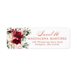 16 . Geburtstag Floral Return Address Label