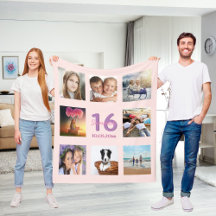 16. Geburtstag Foto Collage Rose Gold Rosa