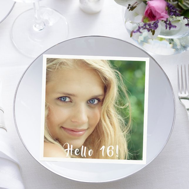 16. Geburtstag Foto hallo 16 Mädchen Serviette (Von Creator hochgeladen)