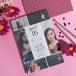 16 . Geburtstag FotoCollage Einladung<br><div class="desc">Chic sweet 16 Einladung mit einer Foto Collage mit Platz für sechs Ihrer eigenen Fotos des Geburtstagsmädchens.</div>
