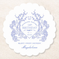 16. Geburtstag French Blue Floral Crest Custom