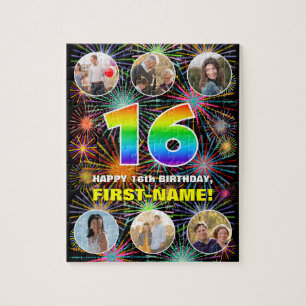 16. Geburtstag: Fun Rainbow #, Individuelle Name + Puzzle