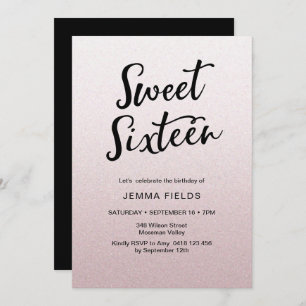 16 . Geburtstag Geburtstag Einladung Rosa Glitzer