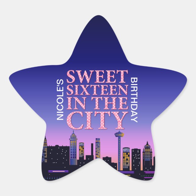 16 . Geburtstag Geburtstag Personalisiert Star Sti Stern-Aufkleber (Vorderseite)