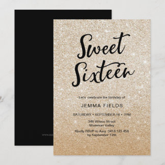 16. Geburtstag-Geburtstags-Einladungsrosa-Glitter Einladung