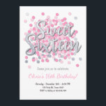 16 . Geburtstag-Geburtstagsaufladung Girl Pink Sil Einladung<br><div class="desc">Wir freuen uns,  Sie zum Geburtstag einladen zu dürfen! Ideal für ein 16 . Geburtstag 16 Party. Mit Rosa und Silber.</div>