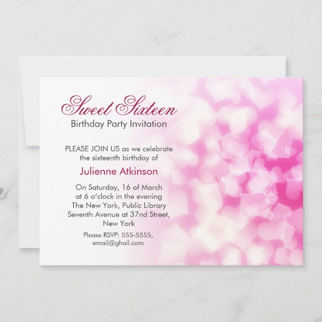 16 . Geburtstag-Geburtstagsfeier Einladung (Vorderseite)