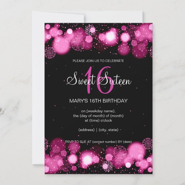 16 . Geburtstag Geburtstagsparty Pink Einladung (Vorderseite)
