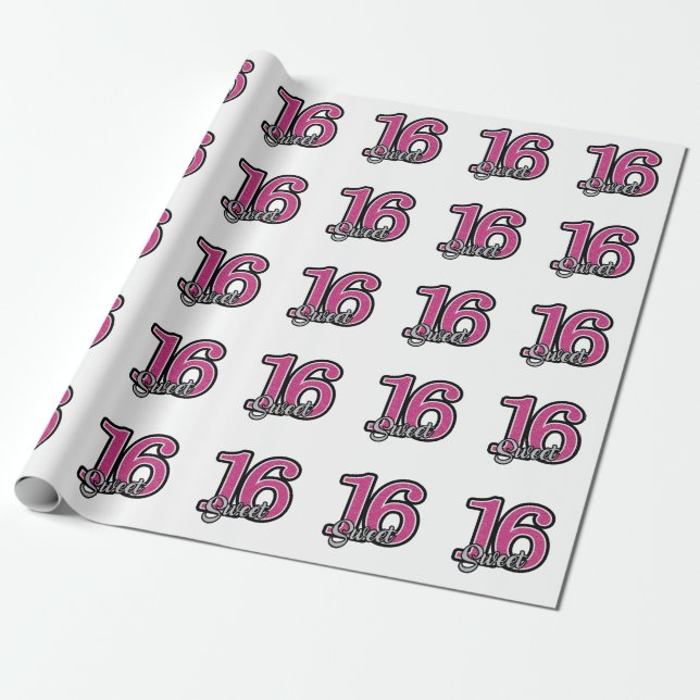 16. Geburtstag Geschenkpapier (Ungerollt)