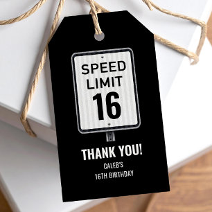 16. Geburtstag Geschwindigkeitsbegrenzung Schild S Geschenkanhänger