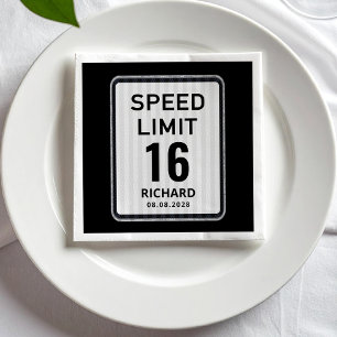 16. Geburtstag Geschwindigkeitsbegrenzungsschild - Serviette