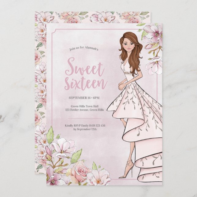 16 . Geburtstag Glamour Girl Birthday Einladung (Vorne/Hinten)