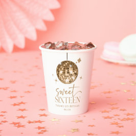 16 . Geburtstag Gold Disco Ball 16. Geburtstagspar Pappbecher