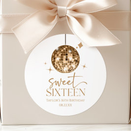 16 . Geburtstag Gold Disco Ball 16. Geburtstagspar Runder Aufkleber