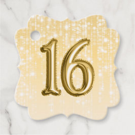 16. Geburtstag Gold Foil Balloons Twinkle Lights Geschenkanhänger