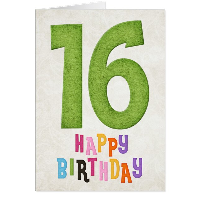 16. Geburtstag Happy Birthday Card Design 3 (Vorne)