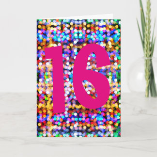 16. Geburtstag Happy Bright farbenfrohe Lichter Karte